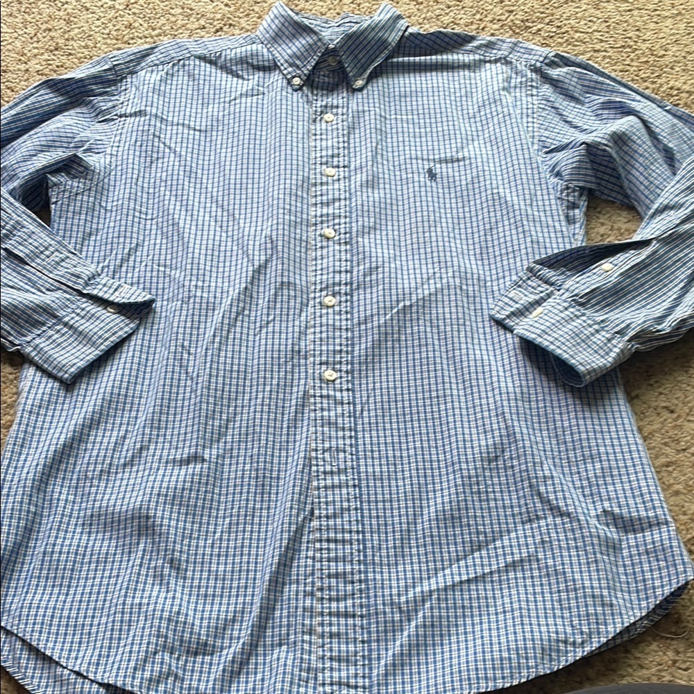 Polo Ralph Lauren Men's Blue Checkered Shirt size 16.5 /33